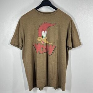 Woody Woodpecker Graphic T-Shirt XXL Men Brown Vintage Cartoon USA‎ Made Cotton